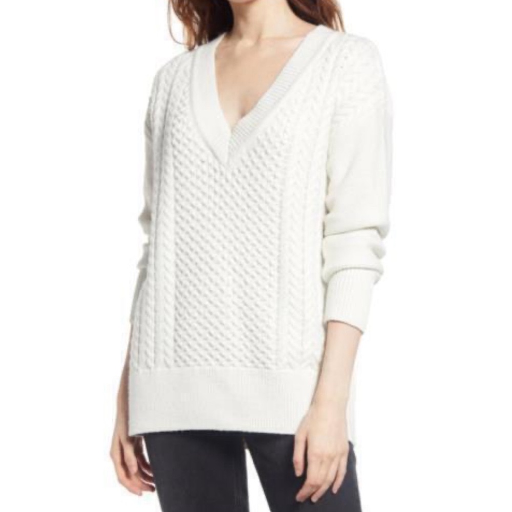 NEW! Nordstrom Brand Treasure & Bond Sweater Pullover V-Neck Ivory Size Small
